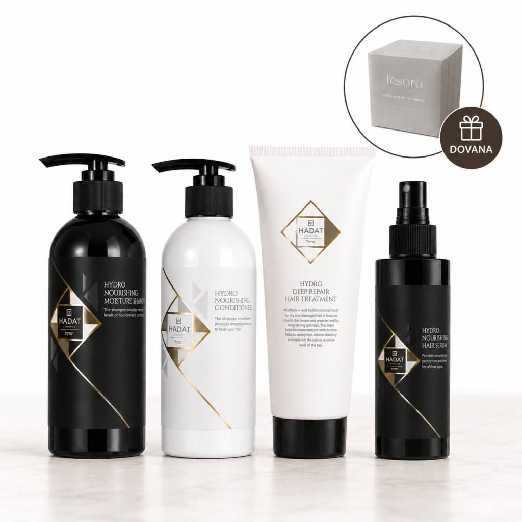 Hadat Hydro Nourishing rinkinys + dovana Tesoro veido rankšluoščiai