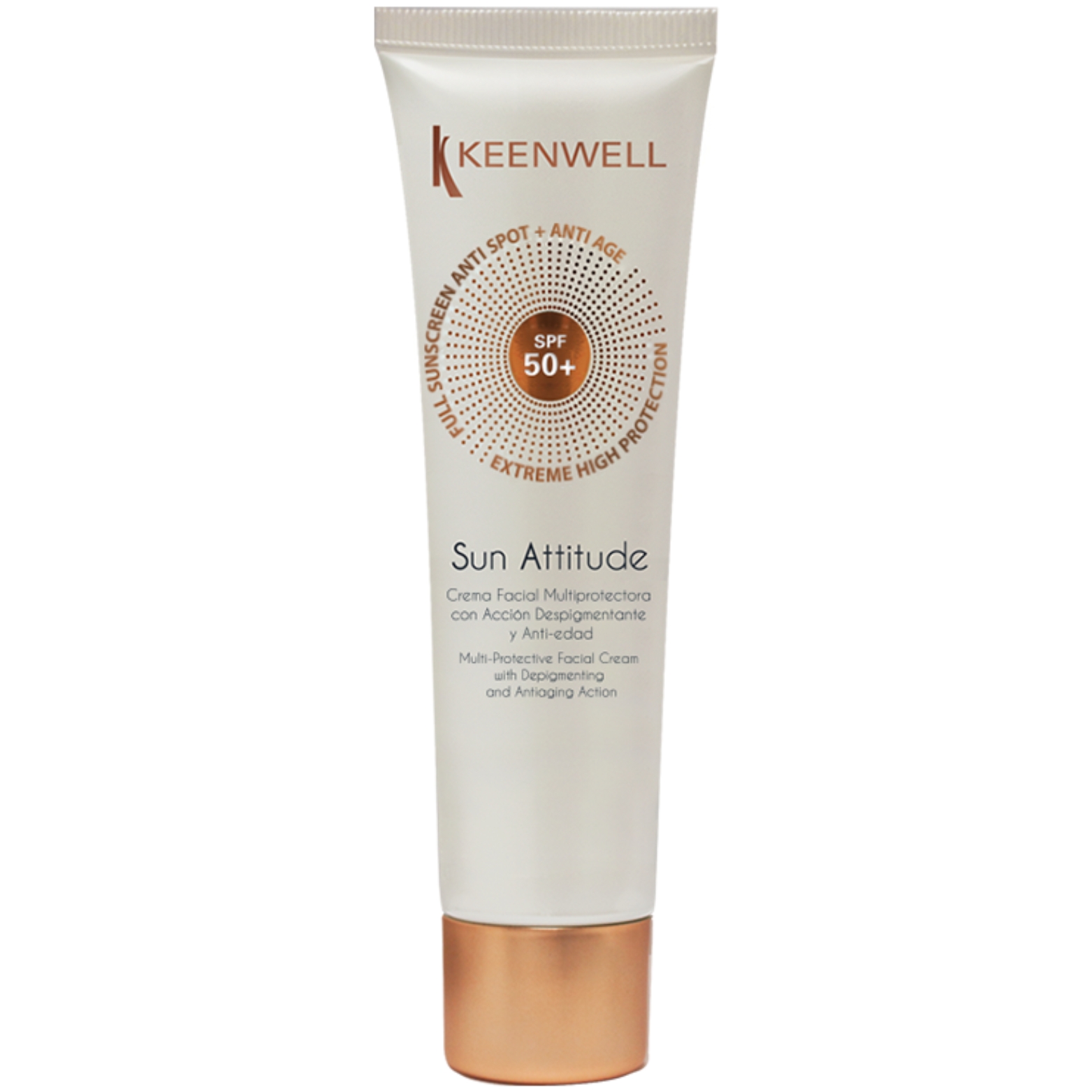 KEENWELL SUN ATTITUDE SPF 50 DEPIGMENTUOJANTIS IR PRIEŠ ODOS SENĖJIMĄ VEIKIANTIS VEIDO KREMAS, 60 ML 1 KEENWELL SUN ATTITUDE SPF 50 DEPIGMENTUOJANTIS IR PRIEŠ ODOS SENĖJIMĄ VEIKIANTIS VEIDO KREMAS, 60 ML