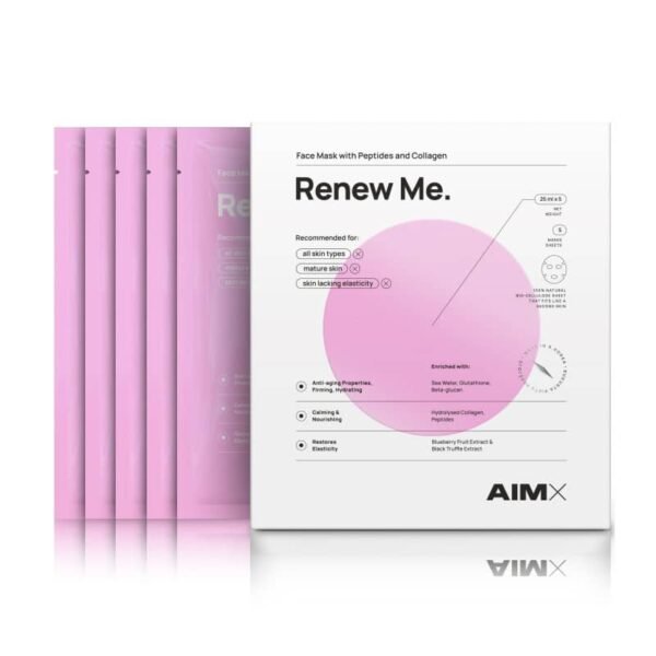 AIMX Greito poveikio lakštinė veido kaukė su peptidais ir kolagenu AIMX Renew Me