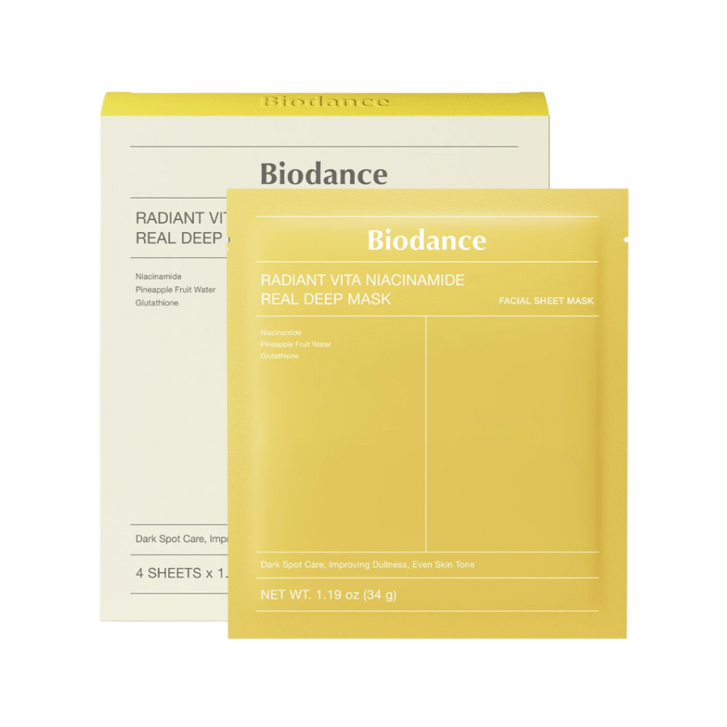 Biodance Radiant Vita Niacinamide Real Deep Mask šviesinanti veido kaukė su Niacinamidu, 1 vnt