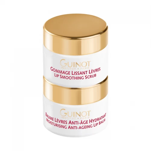 GUINOT Lip Balm & Lip Soothing Scrub – Drėkinamasis priešraukšlinis lūpų balzamas ir šveitiklis, 2×7 ml