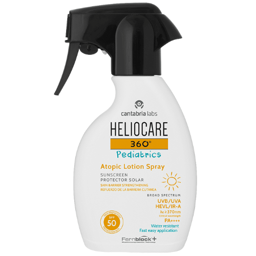 Heliocare 360 Pediatrics purškiama apsauga atopinei vaikų ir kūdikių kūno odai SPF50, 250ml