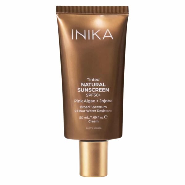 Inika Organic natūralus apsauginis veido kremas nuo saulės su spalva SPF50+, 50 ml