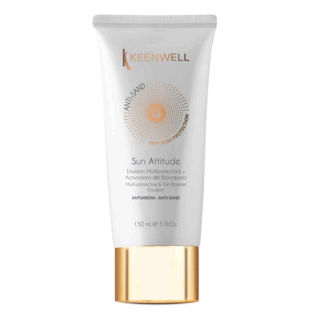 Keenwell Sun attitude anti-sand apsauginė įdegi skatinanti emulsija kūnui SPF50, 150 ml