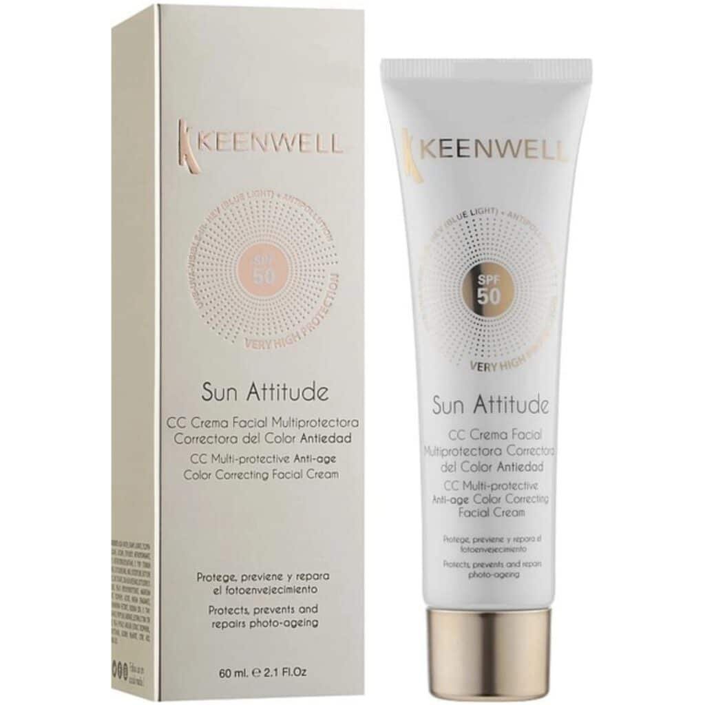 Keenwell Sun attitude apsauginis cc kremas su spalva SPF50, 60 ml